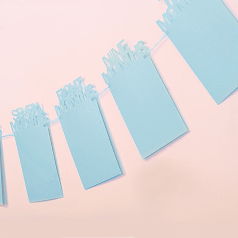 12 måneders fotoramme banner glitterpapir 1st børnefødselsdagsfest hængende dekoration håndværkspapir baby shower forsyninger 13 designs: Blå