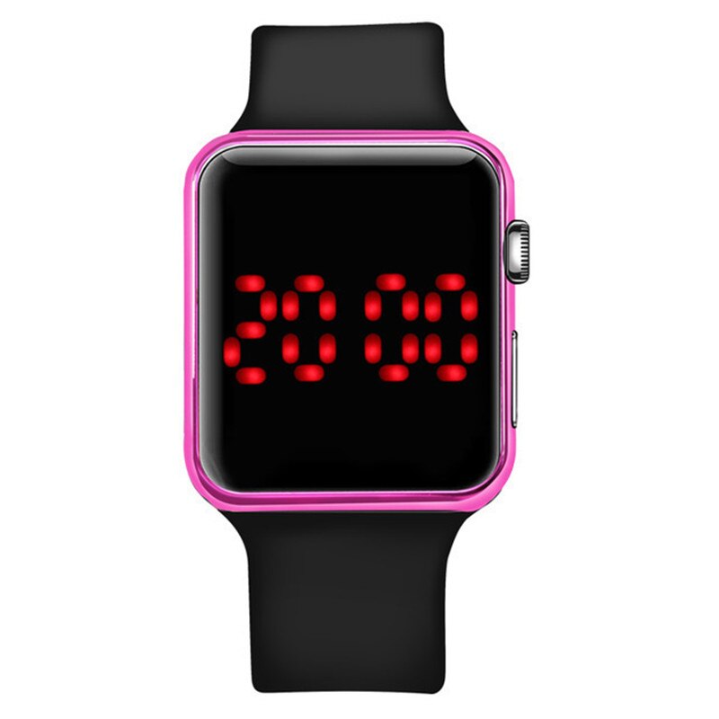 Femmes sport montres LED hommes montre numérique garçon ank fille Silicone montres horloges électroniques Hodinky numérique relogio: black purple