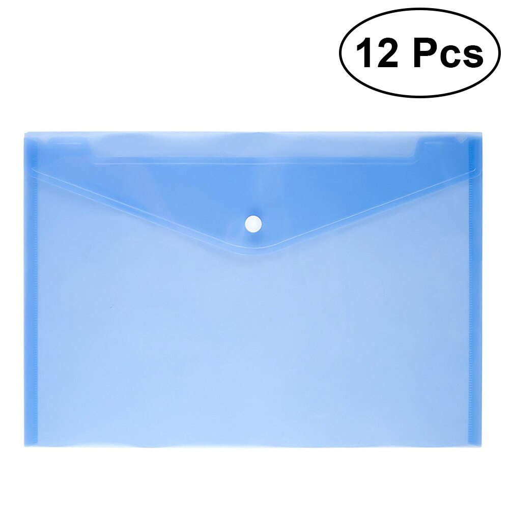 12 Pcs Envelope File Document Folder Clear Document Envelope Organizer with Snap Button(Blue)