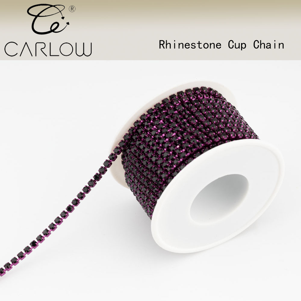 Carlow 10Yard/Rol Primaire Kleur Glas Kristallen Steentjes Ketting Naaien Op Close Cup Strass Kettingen Rol Voor Tas Decoratie: 2MM / Antique Copper