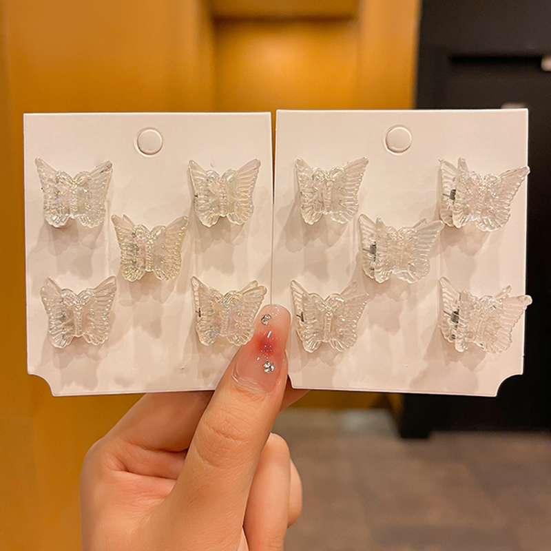 Artiglio per capelli carino Dolce affrescare Piccola farfalla Fiore Pinza clip intrecciate Ragazza Bella trasparente mini Morsetti per capelli Barrettes: Rosso