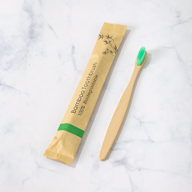 1pc Bamboo Toothbrush Soft Bristle with Individual Kraft Paper Bag Biodegradable Eco Friendly Products Oral Hygiene: 1pcs green