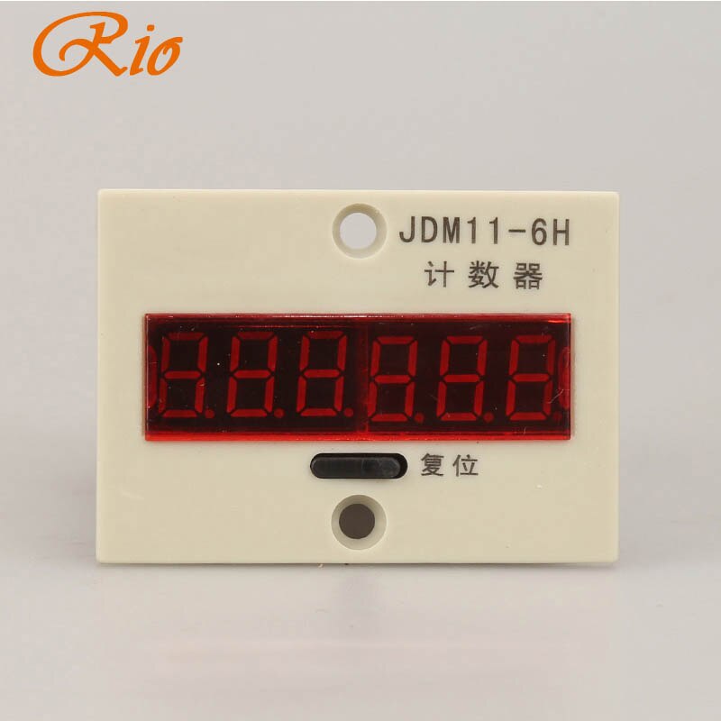 JDM11-6H AC 220V 4 Terminals 6 Digits LED Display Plastic Shell Electronic Voltage Input 0-99999 Accumulate Accumulating Counter