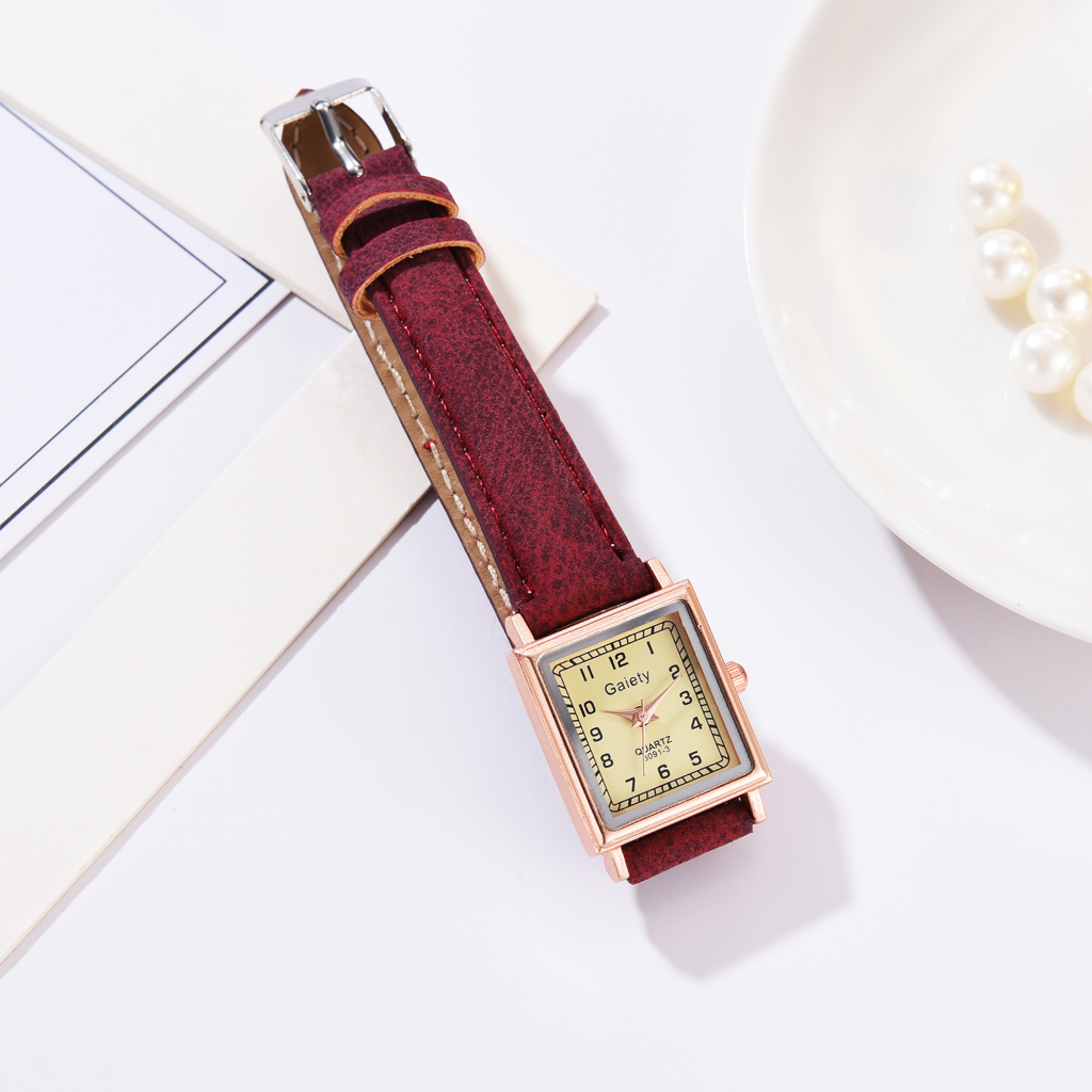 2PCS /Set Women Leather Belt Dress Quartz Clock Square Dial Sport Casual Bracelet Ladies Wrist Watch Relogio Reloj Mujer