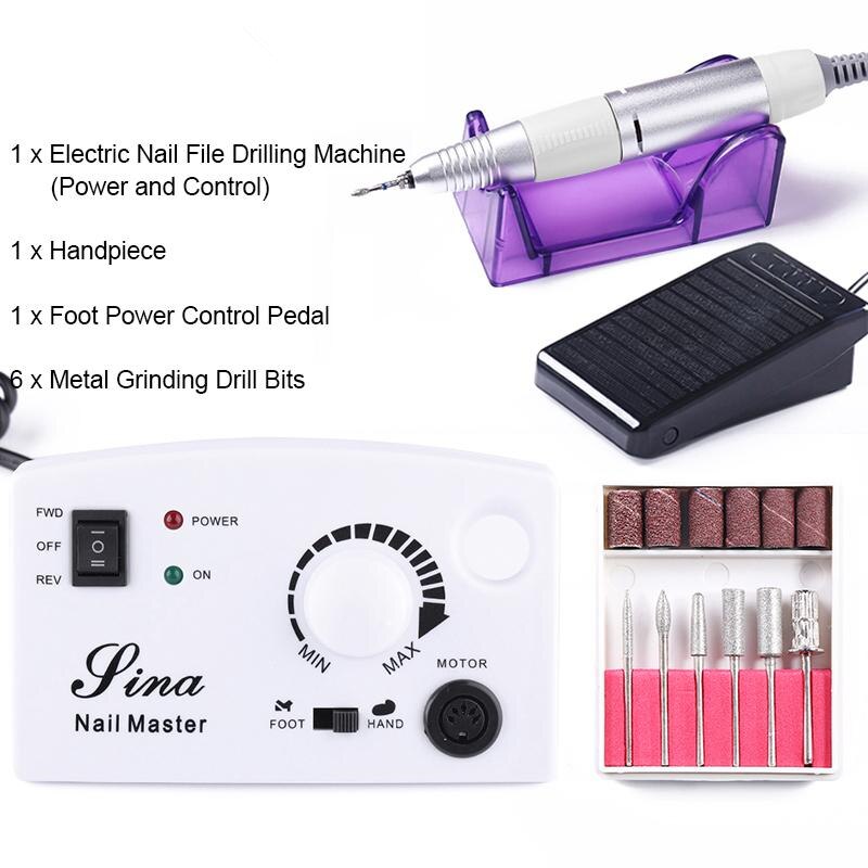 Koskoe Salon Elektrische Nail Boor Machine Apparatuur Set 30000Rpm Nagels Bestand Slijpen Pedicure Nail Art Gereedschap Acryl Gel: 35000rmp 20W White / VS