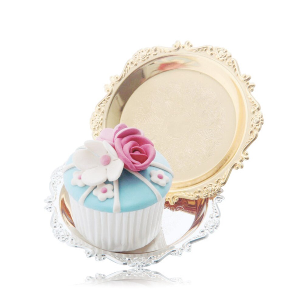 Delicate Fruit Platter Dessert Plate Cake Dish Snacks Tray Decorative Tableware for Wedding Party Home (Golden)