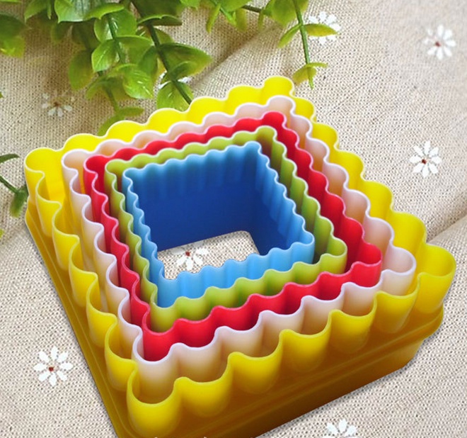 WALFOS 1 set Cookies cutter slicer frame cake diy mold hartvorm decor edge cutter party plastic cookies maker pastry gereedschap: square