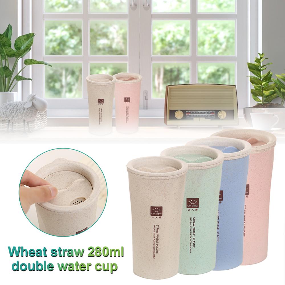 280ML Eco-friendly Water Cup Unbreakable Reusable Drinking Cup Two-layer Insulation Coffee Cup Home Travel Mug