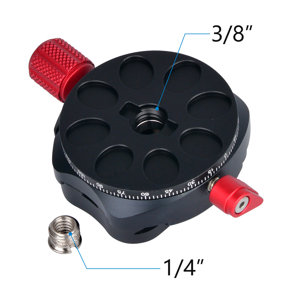 Andoer PAN-C3 Panoramic Tripod Head Clamp Adapter Aluminum Alloy with Quick Release Plate for Arca-Swiss AS Standard QR Plates