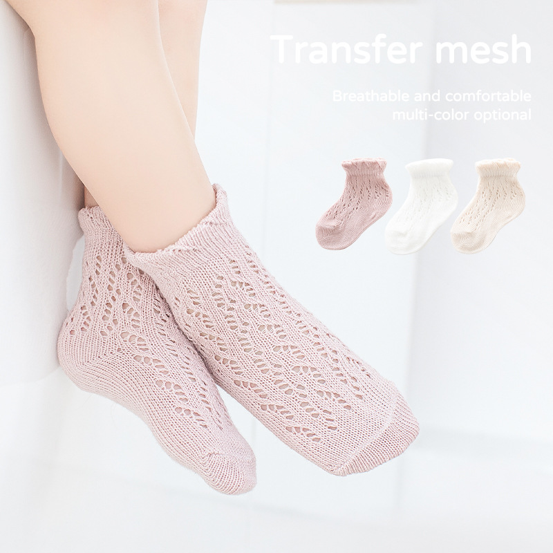 2022 sommer-prinzessinnen-socken aus baumwolle mit spanischem windmuster, babysocken mit hohlem netzmuster, kindersocken, kleinkindsocken, neugeborenensocken