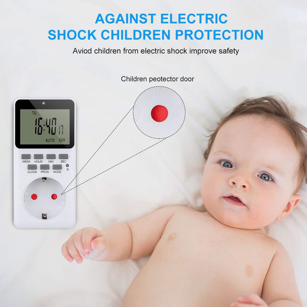 Energy Saving Electronic LCD Digital Timer Switch Kitchen Power Timer Outlet 7 Day Weekly Programmable Timing Socket EU UK Plug