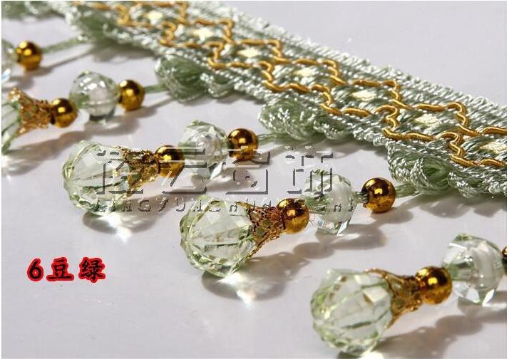 12 meter / masse 7.5cm bredde kvast frynser trim græskar krystal beaded bånd til syning af gardin tilbehør blonder dekoration  nl962