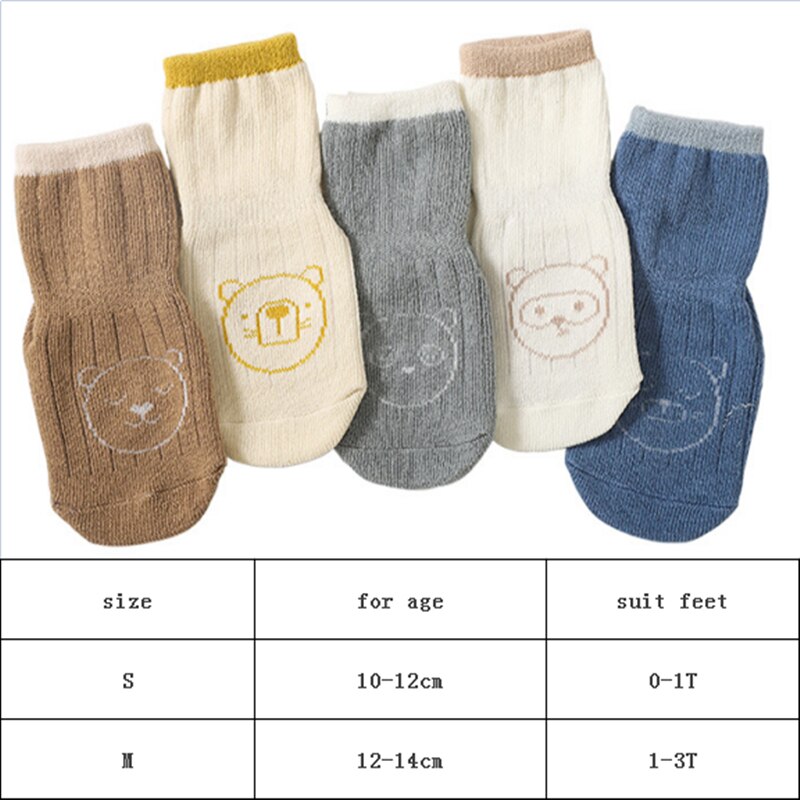 0-3 Jaar Oud Herfst Winter Baby Jongens Sokken Schattige Beer Pasgeboren Baby Baby Floor Sokken Zachte Katoenen Anti-Slip Sokken Voor Baby Meisjes