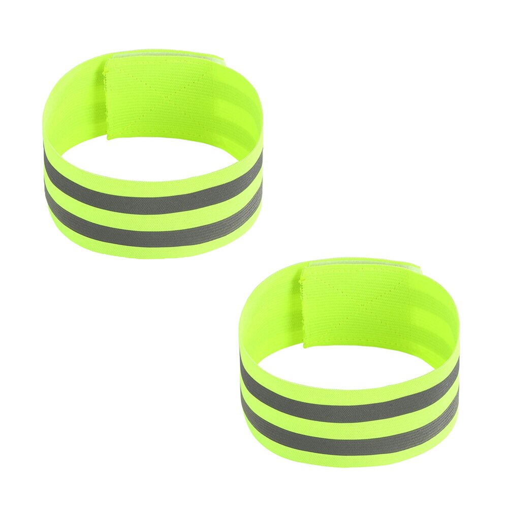 Bandas reflectantes, brazalete elástico, correas de pierna y tobillo, cintas de seguridad reflectantes, cintas de correa para correr de noche caminar ciclismo: Green 2 Pcs