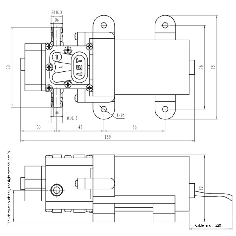 Stable and Durable DC 12V 35PSI 3L/Min 100W Water High Pressure Diaphragm Self Priming Pump