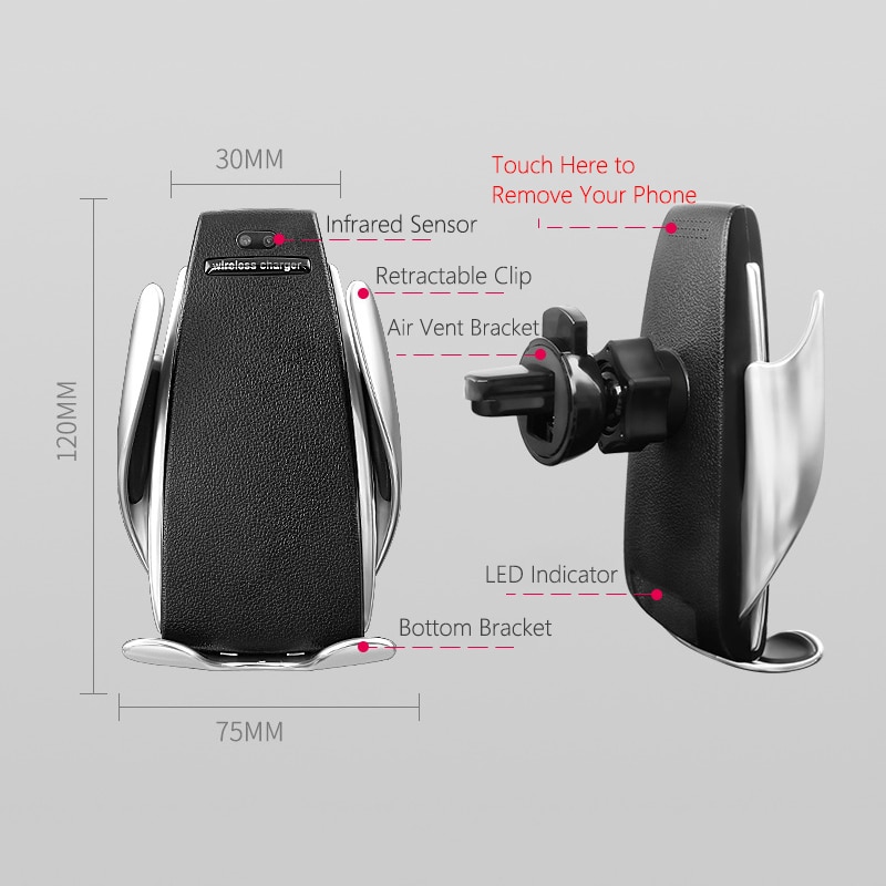 Drahtlose Auto Ladegerät für iPhone Samsung Huawei Smart Auto Clamp 10W Qi Schnelle Lade Auto Montieren Drahtlose Telefon Ladegerät halter 10W