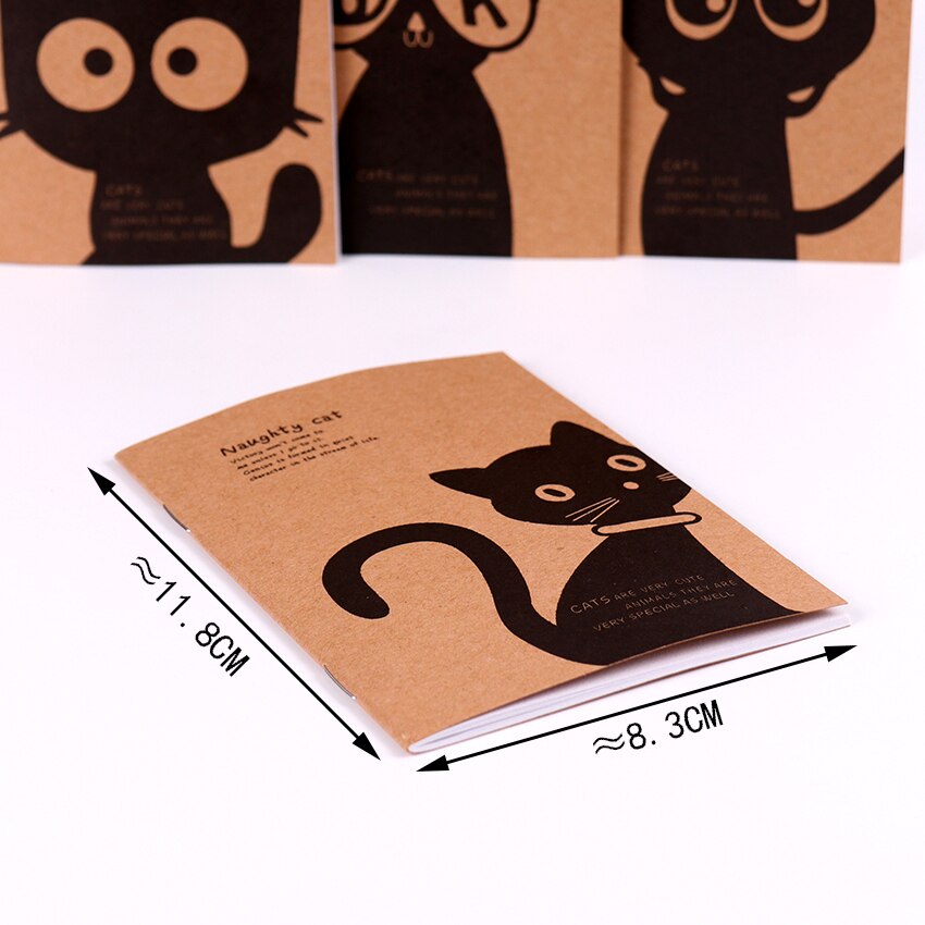 1 PC Mini Blank Notebook Office Supplies School Kraft Paper Cat and Circus Style Filofax Notepad Diary Students