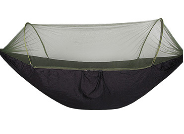 290*140 Hangmat Met Anti-Mug Outdoor Dubbele Nylon Parachute Doek Camping Klamboe Snel Open Hangmat: Army Green