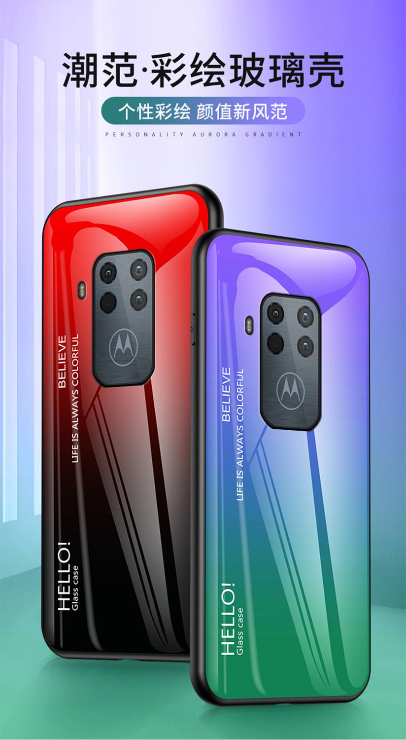 Oudini til motorola moto one zoom cover gradient glas kuffert til moto one zoom cover