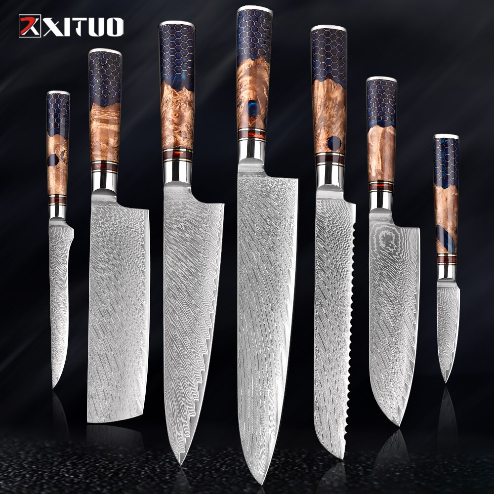 Xituo 67 Layer Damascus Steel Kitchen Knives Set S – Grandado