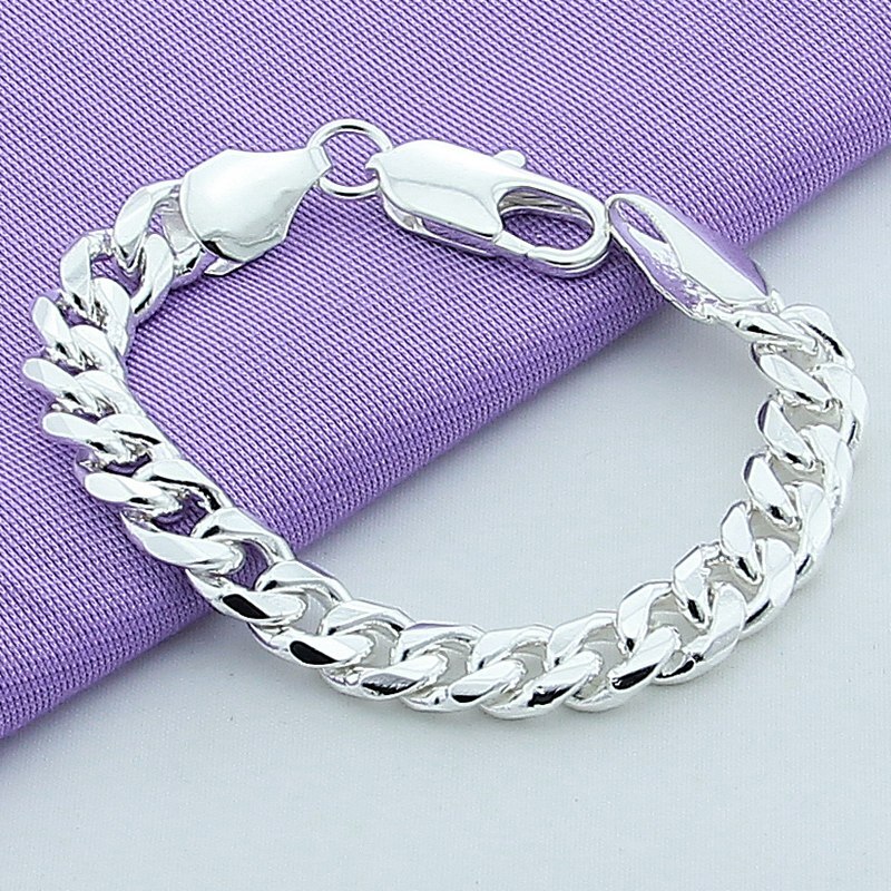 10 Mm Mannen Armband Zilveren 925 Sieraden Klassieke Ketting Link Armband Voor Mannelijke Fijne Sieraden