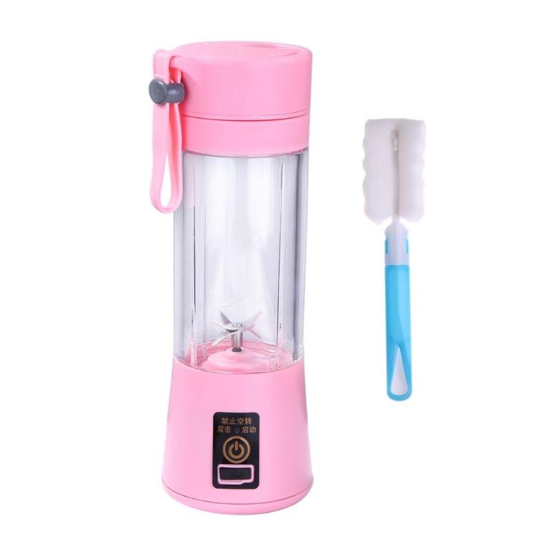Vaso exprimidor eléctrico de 380ml, licuadora recargable por USB, máquina mezcladora, Mini licuadora de zumo, mezcladora rápida, procesador de alimentos,: Rosa
