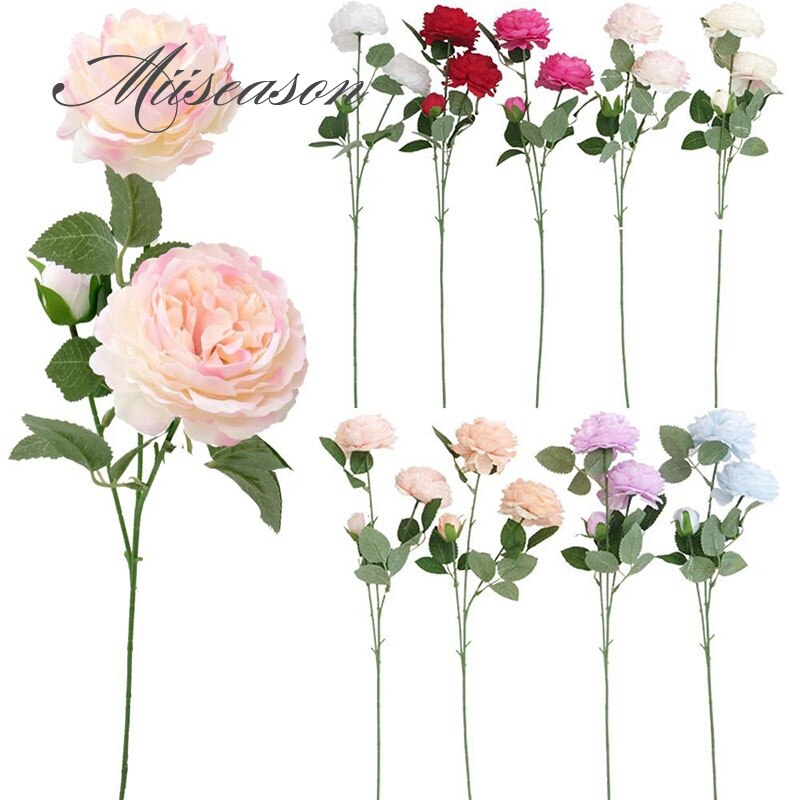 Zijde rose kunstmatige pioen roze bloemen kleine bud bruidsboeket home decoratie lange nep bloemen outdoor achtergrond decoratieve