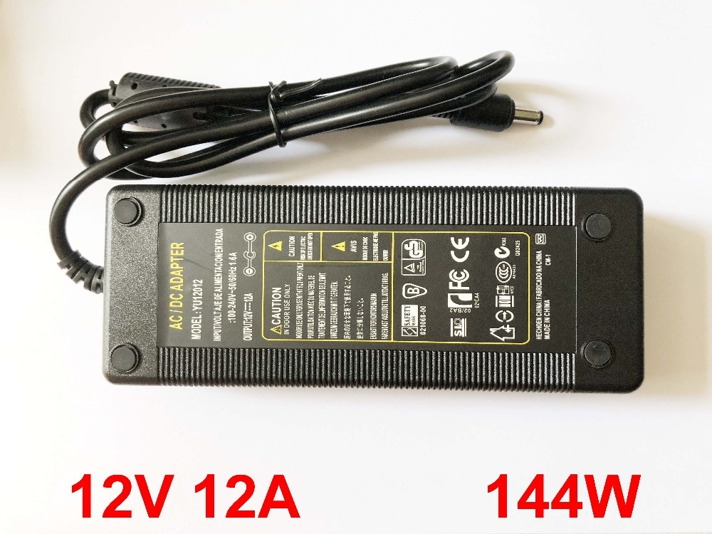 1 stks 12 v 12A 144 w AC 100 v-240 v Converter Adapter DC 12 v 12A Voeding DC 5.5mm x 2.1mm-2.5mm
