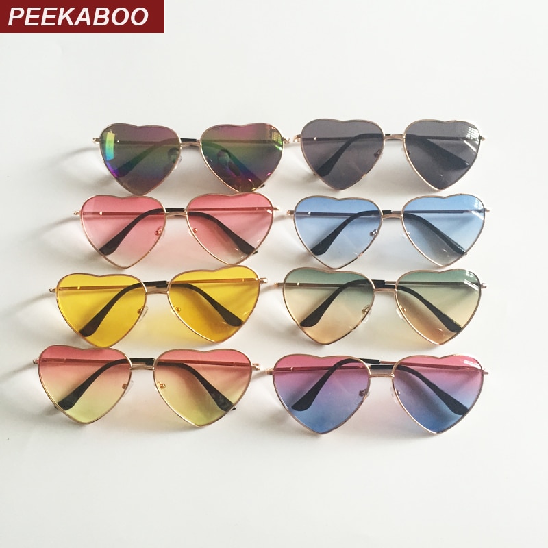 Kiekeboe metalen frame hartvormige zonnebril vrouwen hart clear party goedkope zonnebril voor vrouwen roze geel uv400