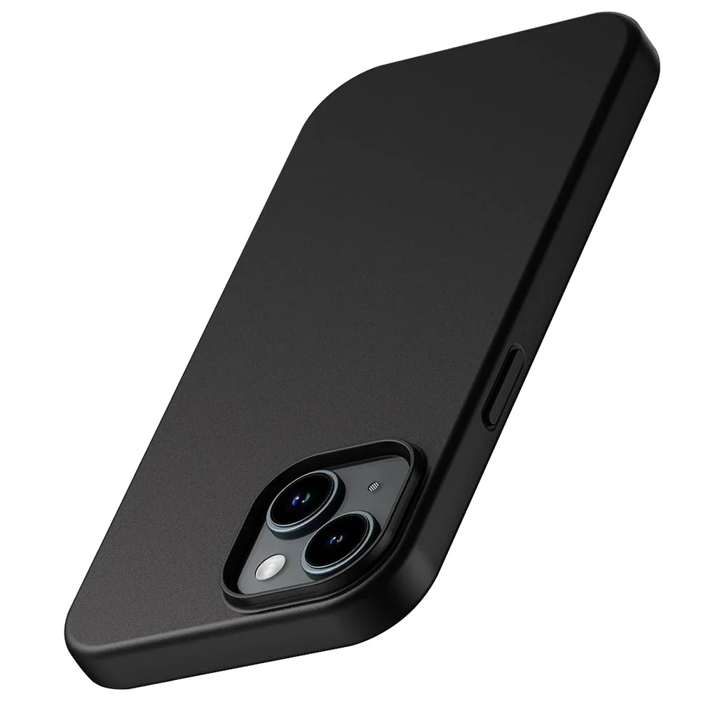 Funda suave de silicona mate de lujo para iPhone 17 Air 16 15 14 Plus 13 12 Mini 11 Pro Max XR cubierta negra sólida ultrafina: PVC
