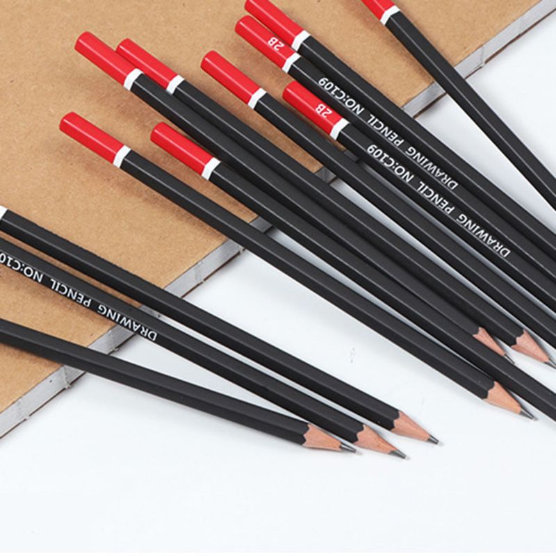 Lápiz de grafito para escritura de bocetos, 12 unidades/caja, 2H HB 2B 3B 3H 4B 5B 6B 8B 10B, suministros escolares de oficina