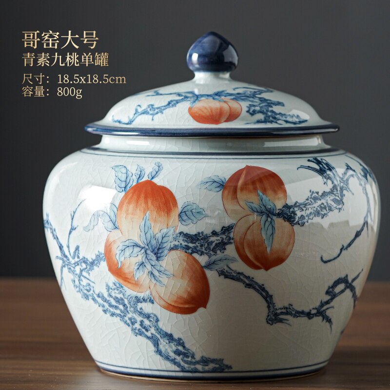 Ceramic Tea Caddy with Cover Moisture-proof Sealed Tank Storage Jar Tea Container Large Tea Box Food Storage Tank Tea Organizer