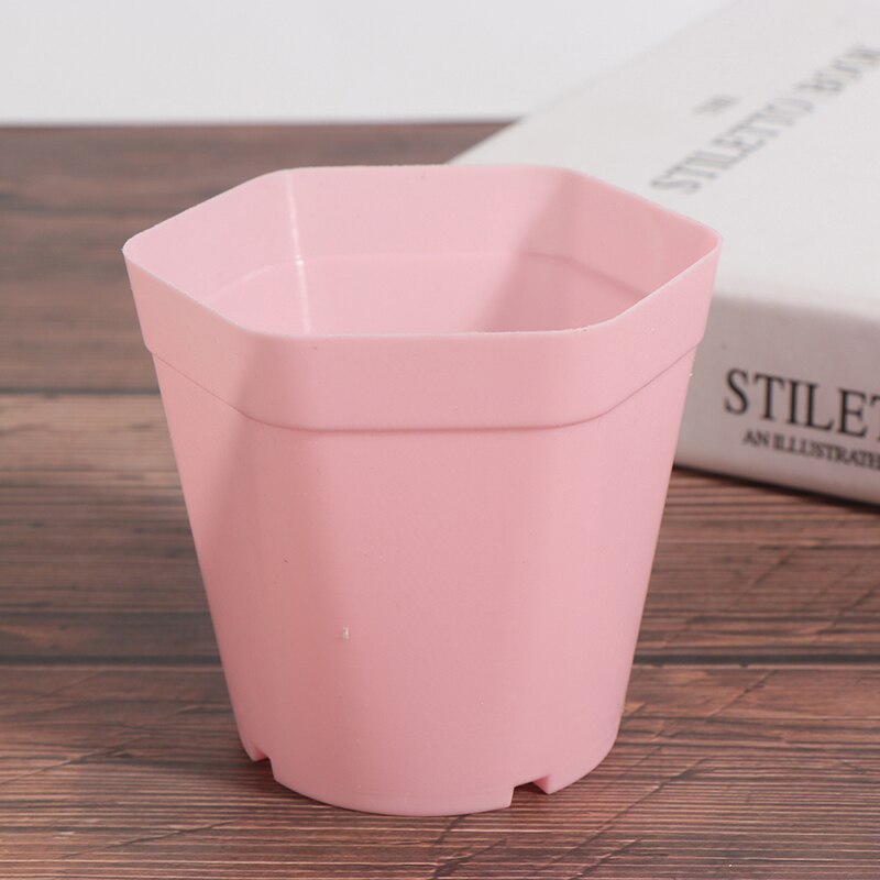 10pc mini urtepotter farverige plastik plante urtepotte plantekasser til sukkulenter indretning planter desktop urtepotter: Lyserød