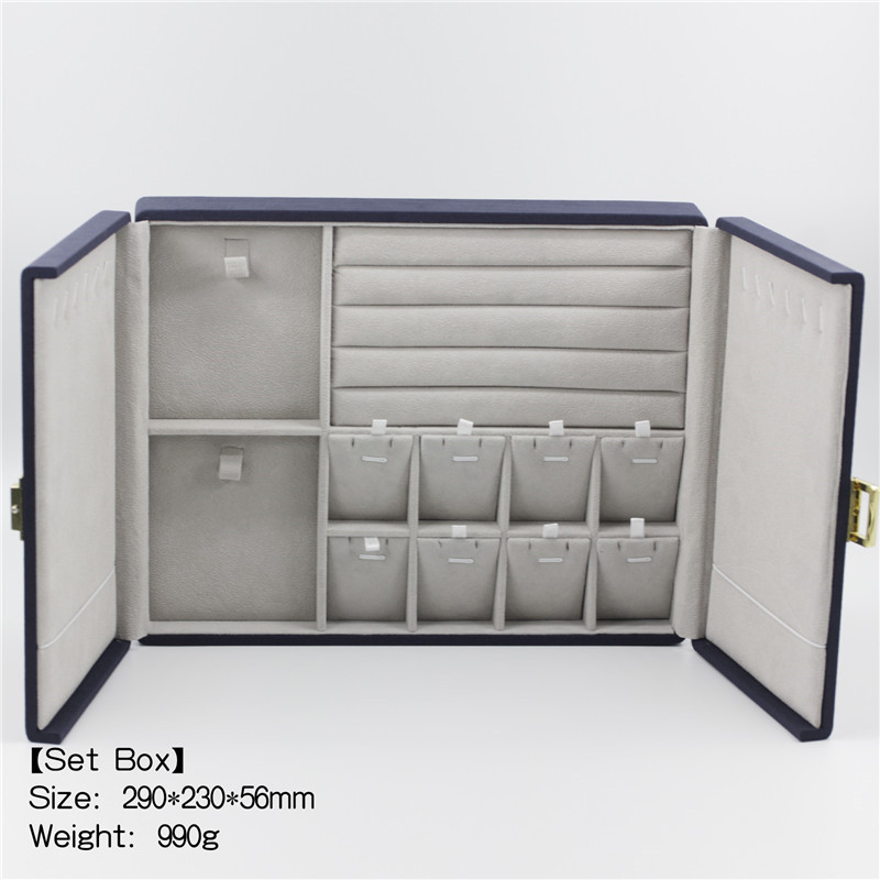 Boutique portable jewelry storage box, made of microfiber material, ring / necklace display collection storage box: Silver