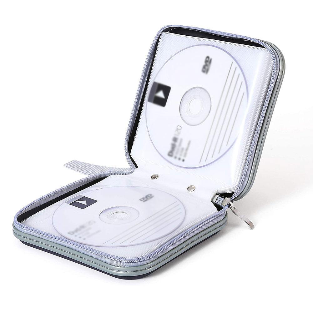 Portátil 40 Uds capacidad de disco CD DVD tamaño monedero bolsa de almacenamiento con manga duro álbum cremallera titular caja de CD caja cuadrada organizador J2X2