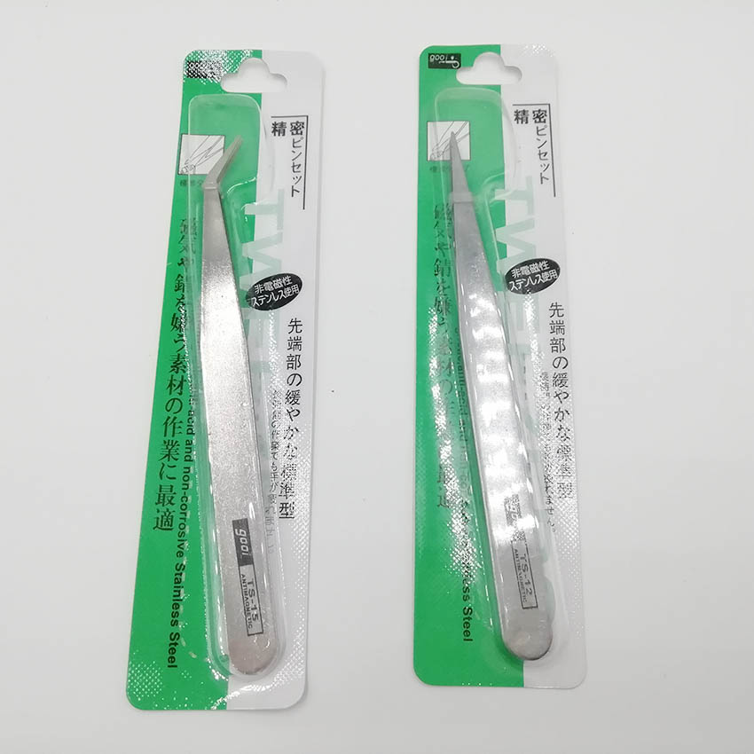 Stainless Steel Nail Art Tweezers, straight bended rhinestone picker nipper, DIY tool accessory