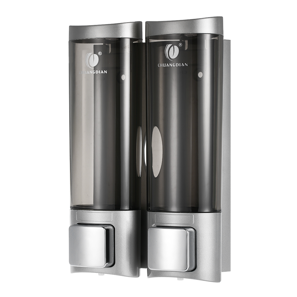Manual Soap Dispenser Wall Mounted Dish Liquid Shampoo Shower Dispenser Pump Hand Gel Dispenser Bottle Foam for Bathroom Kitchen: 2 bottel Sliver