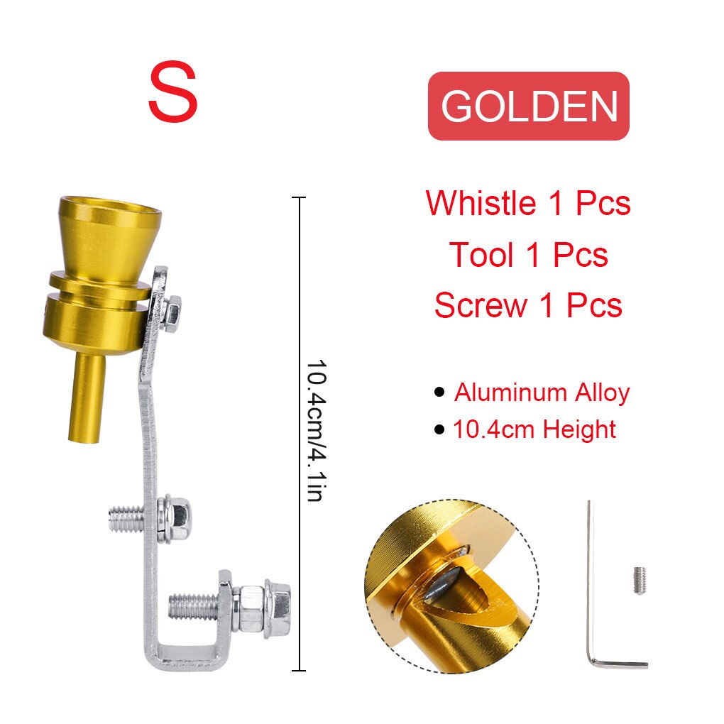 S-XL Universel Voiture Turbo Sifflet Voiture Réaménagement Turbo Sifflet Tuyau D'échappement Sound Turbo Queue Universelle Simulateur Whistler 5 Couleurs: Gold for S