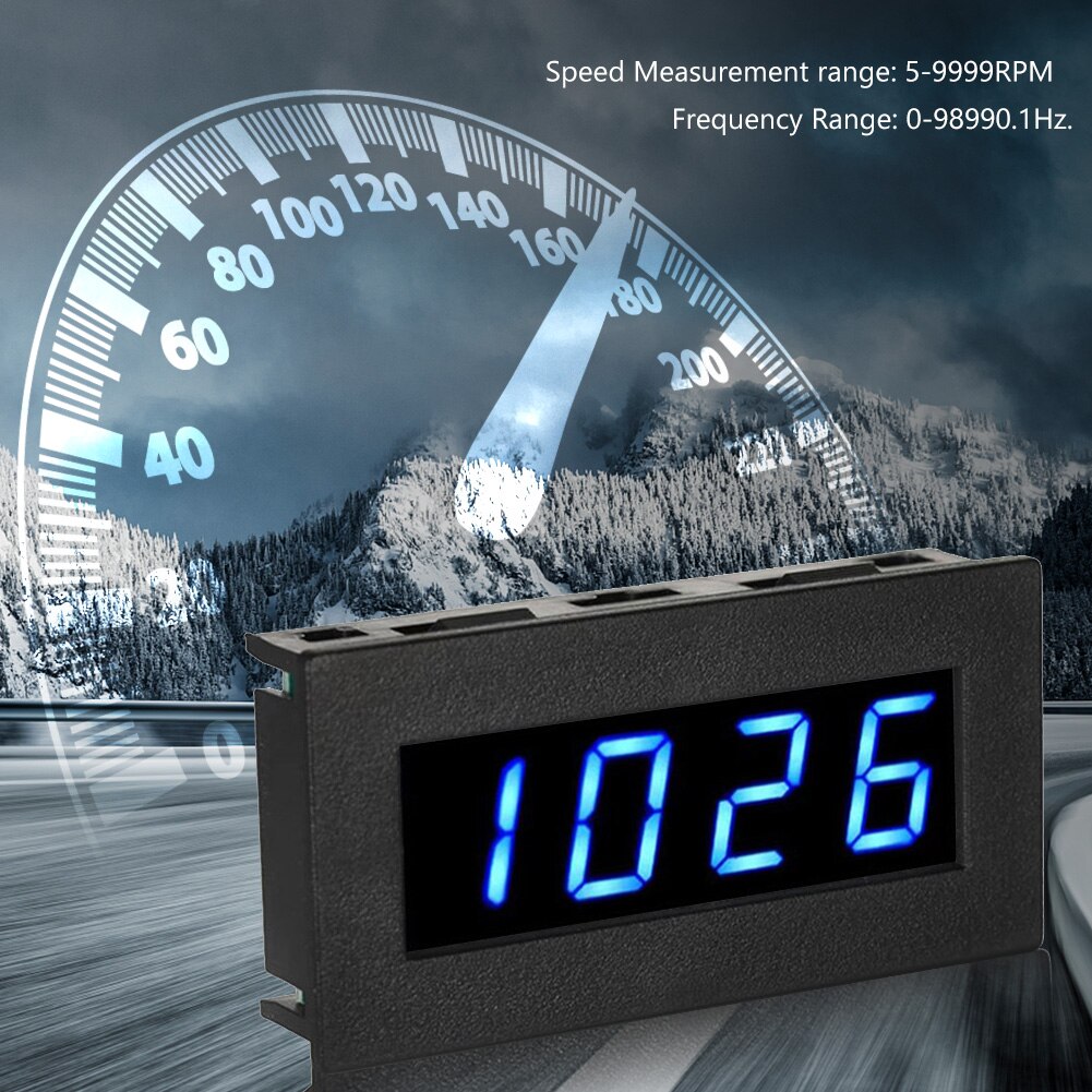 LED 5-9999RPM Frequency Tachometer 8-15V 4 Digital RPM Speed Meter for Car Motor Speed Measurement Instrument