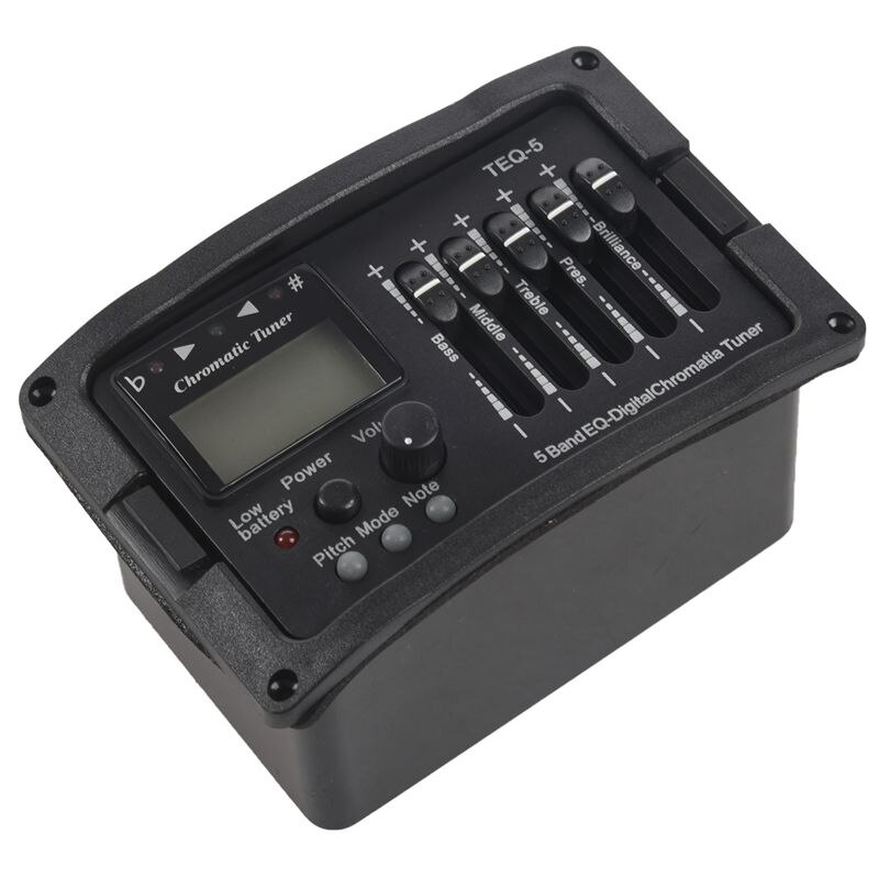 5 Band Voorversterker Voor Akoestische Gitaar Eq Equalizer Klassieke Akoestische Gitaar Versterker Digitale Blend Tuner Piezo Pickup: Light Grey