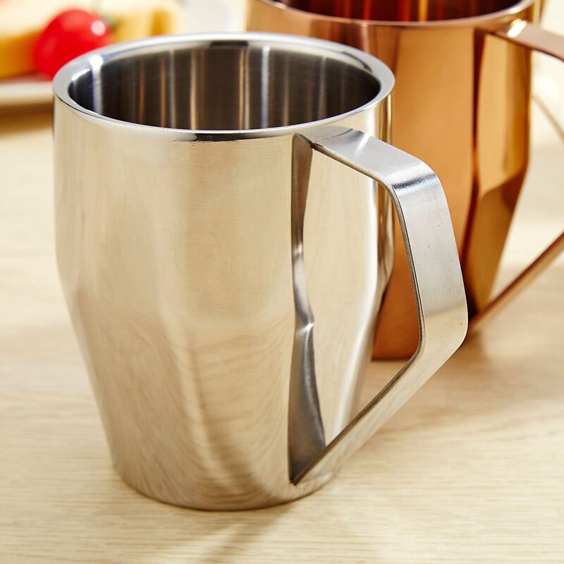 Taza aislante de acero inoxidable, tazas de café de 340ml de doble pared, vaso térmico para cerveza para Taza de Viaje, taza de Camping con mango