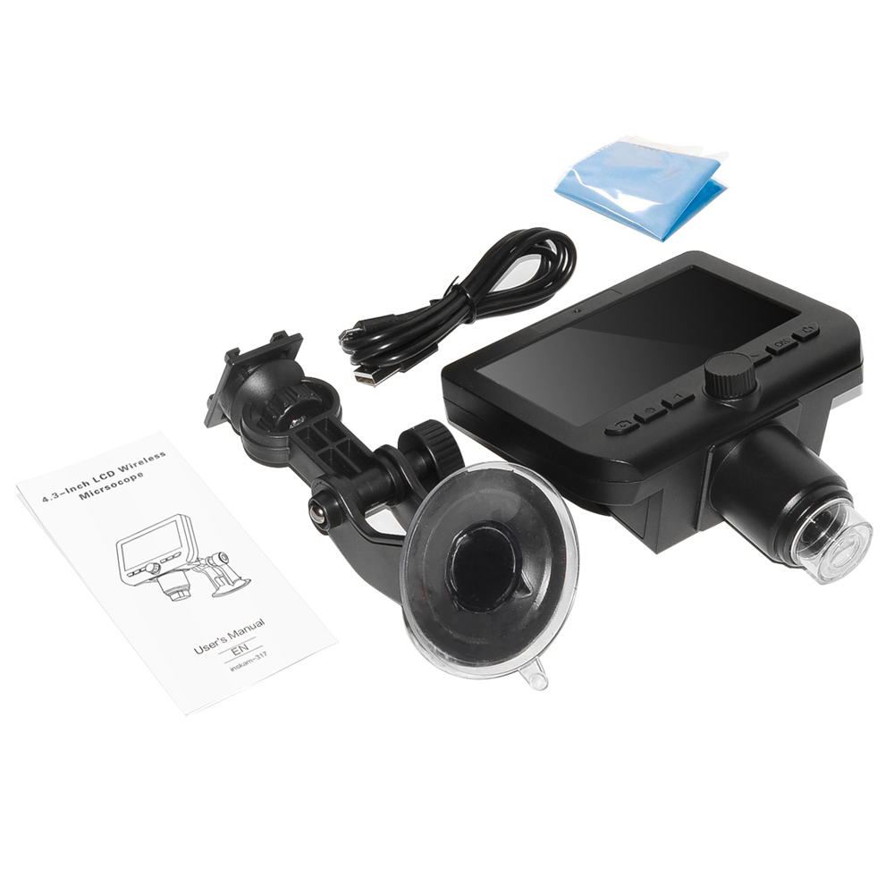 WIFI Digital Microscope For Electronics Phone Computer Microscopes Led Wireless 4.3 Inch Screen Microscope 8 Brightness