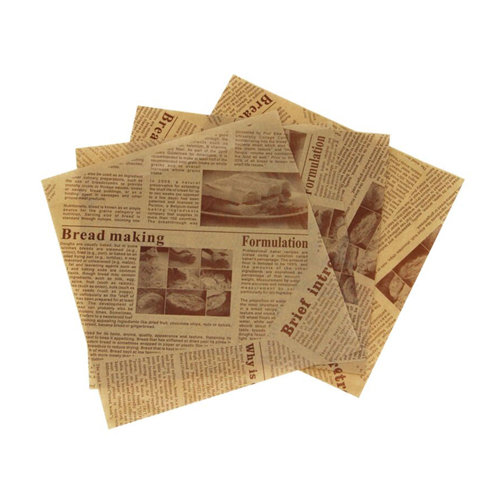 Feuilles de papier anti-graisse 200 pièces, cire de journal, tissu d&#39;emballage alimentaire pour doublure de panier alimentaire frit: Brown
