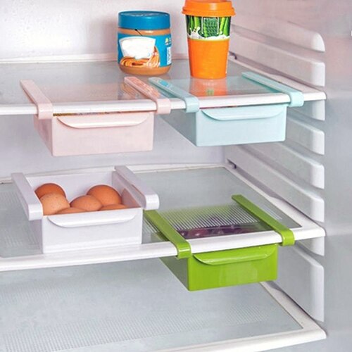 1PC Küche Organizer Einstellbare Küche Kühlschrank Lagerung Gestell Kühlschrank Mit Gefrierfach Regal Halfter Rutsche ziehen-aus Schublade Raum Sparer