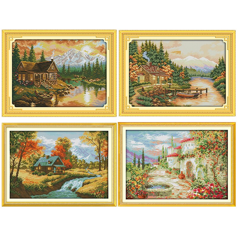Cross Stitch Kits Joy Sunday Sunset Stamped DMC Print 11CT 14CT Counted Printing Embroidery Craft Kit Embroidery Needlework Sets