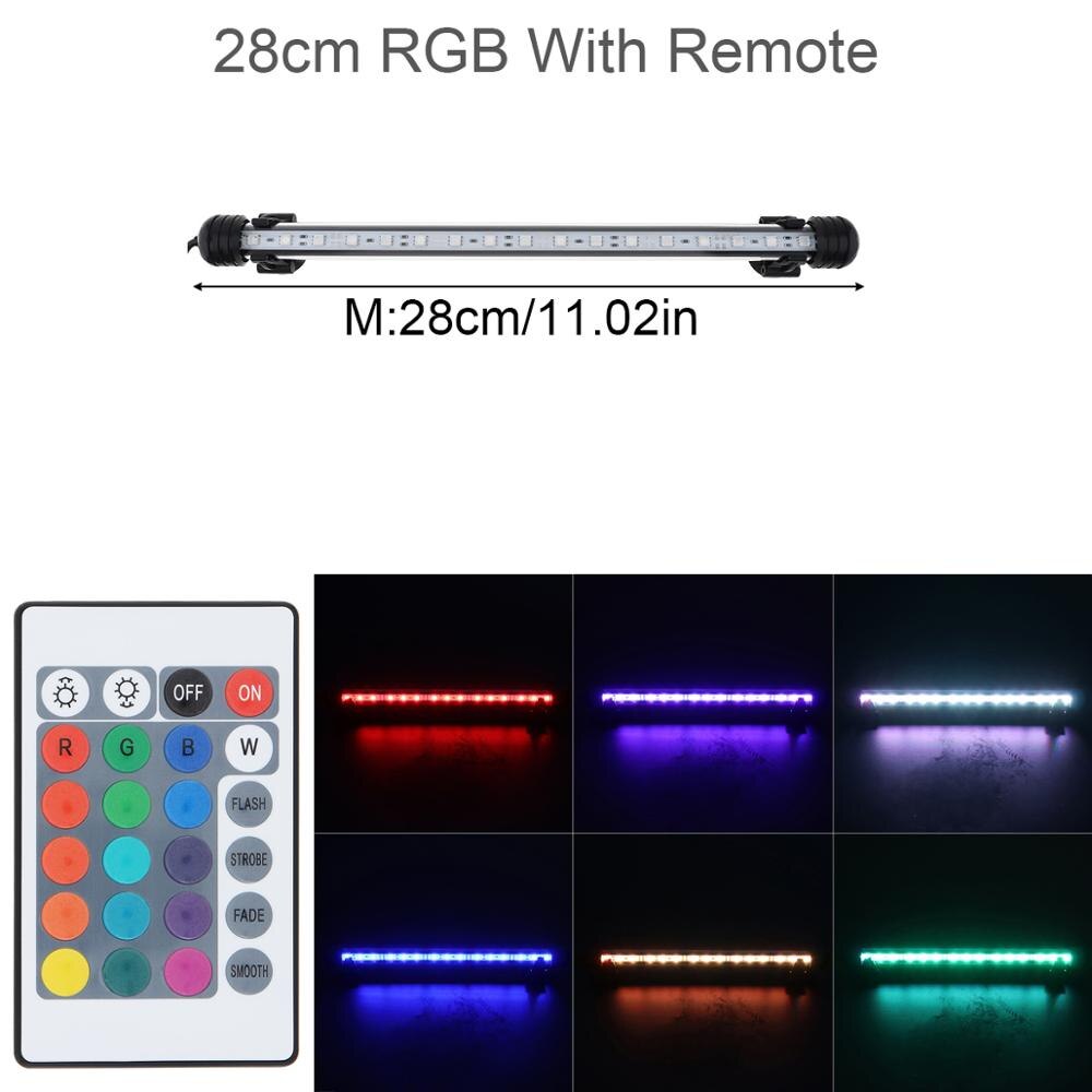 Aquarium LED Bar Light Waterproof Fish Tank Underwater Lamp Decor 220V Submersible Waterproof Strip Light with Remote Control: M-28cm