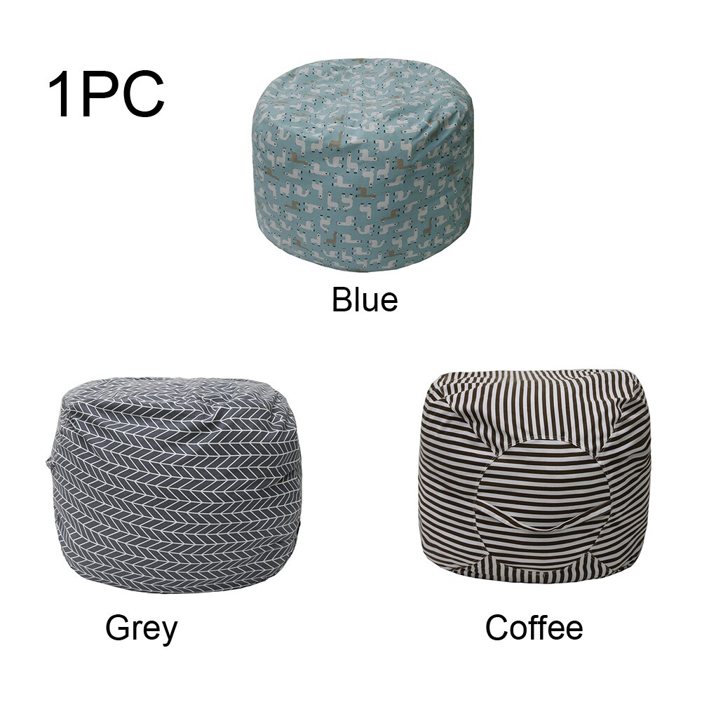 Bean Bag Sofa Cover 80cm Canvas Round Plush Toy No Filling Zipper DIY Gaming Home Decor Accessories Storage Washable Organizer