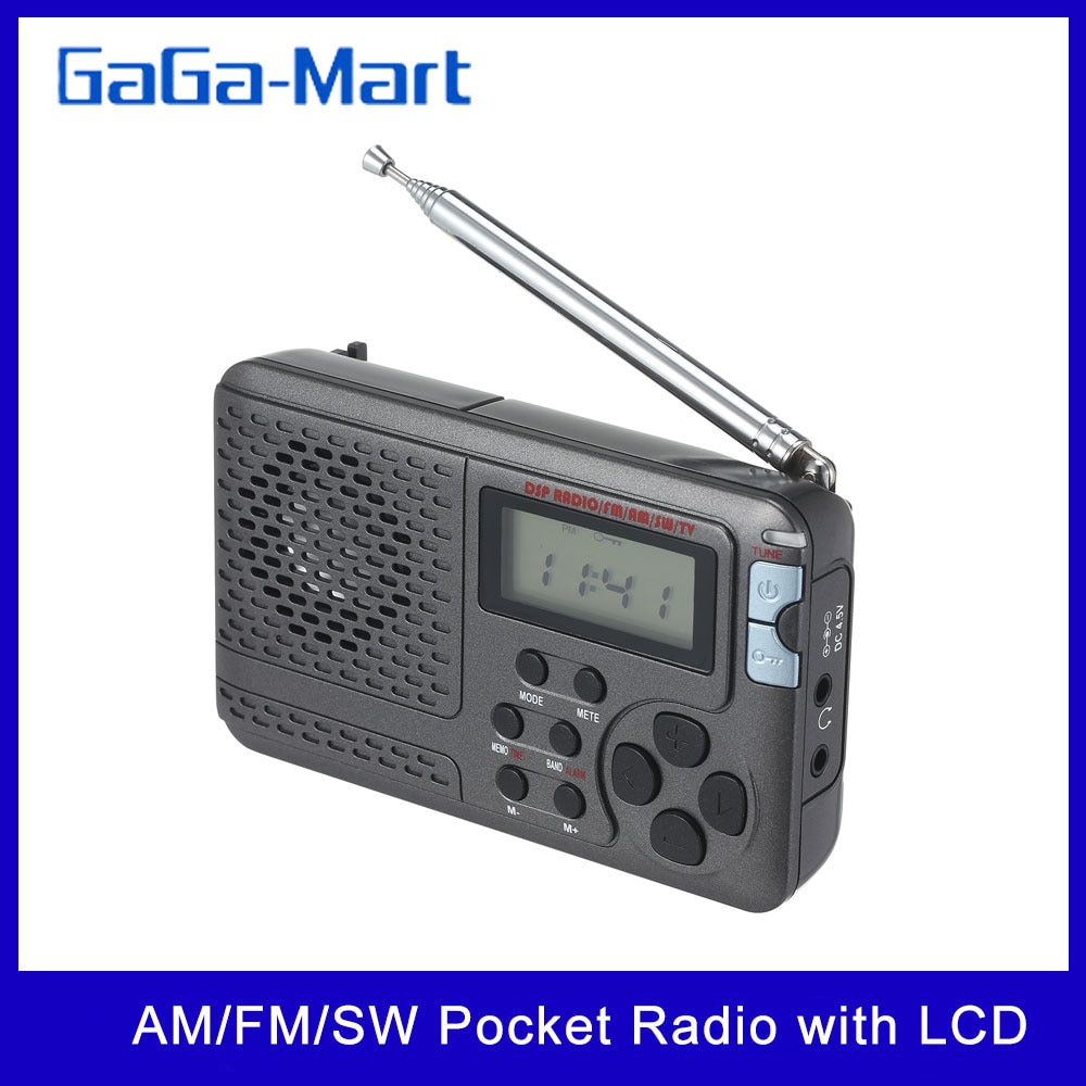 Portable Radio AM/FM/SW Pocket Radio with LCD Screen Multi-band Digital Stereo DSP Radio Receiver