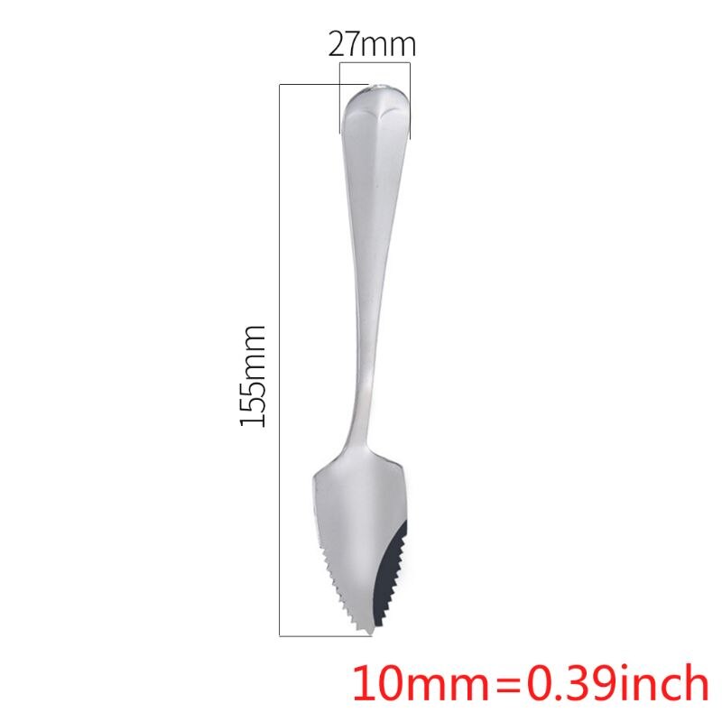 Stainless Steel Grapefruit Scraper Spoon Serrated Sawtooth Edge Long Handle Multi-functional Baby Food Prepare Tool