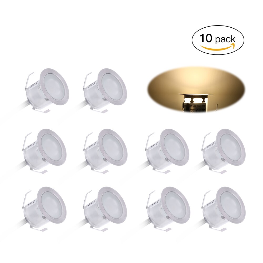 10PCS 32mm LEDs Lights 0.6W 500LM Small Recessed In-ground Underground IP67 Waterproof Outdoor Pathway Floors Decorations Lamp